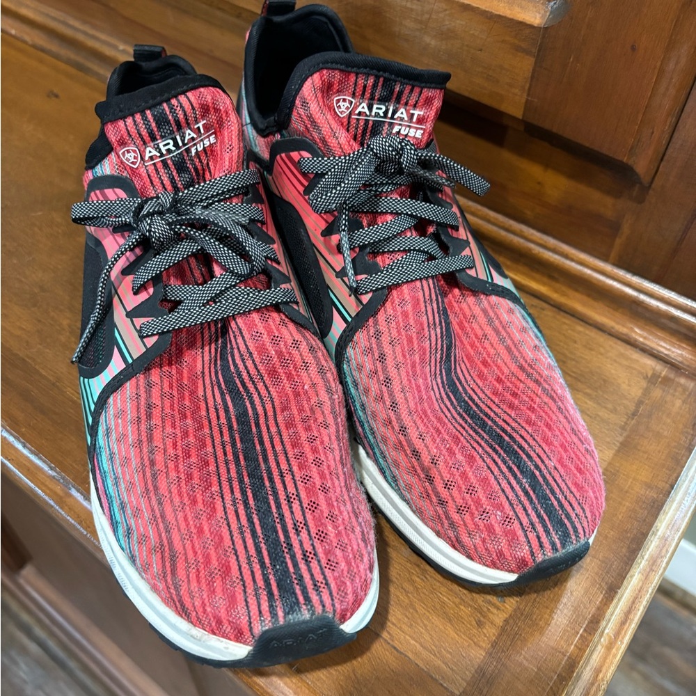 Ariat Red and Black Sneakers with Modern Knit Design